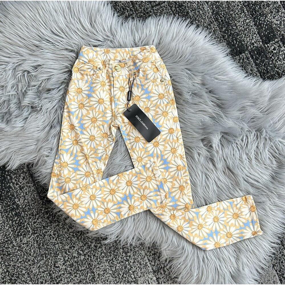 Daisy Denim Pants For‎ Girls Size 6Y Stretchy Denim W/adjustable Waist